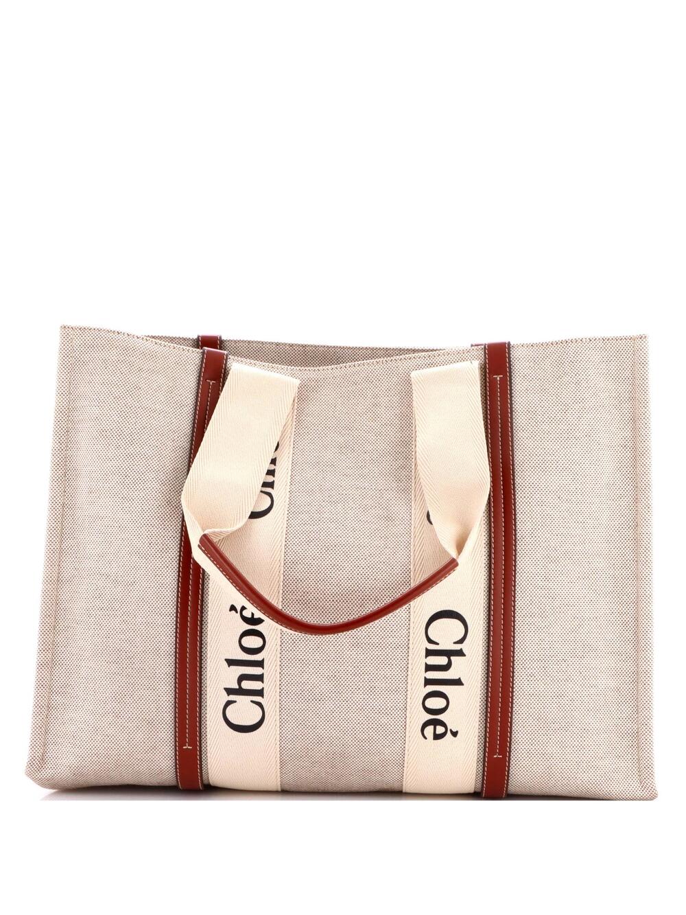 Chloe Woody Tote Canvas With Leather #354065C11B